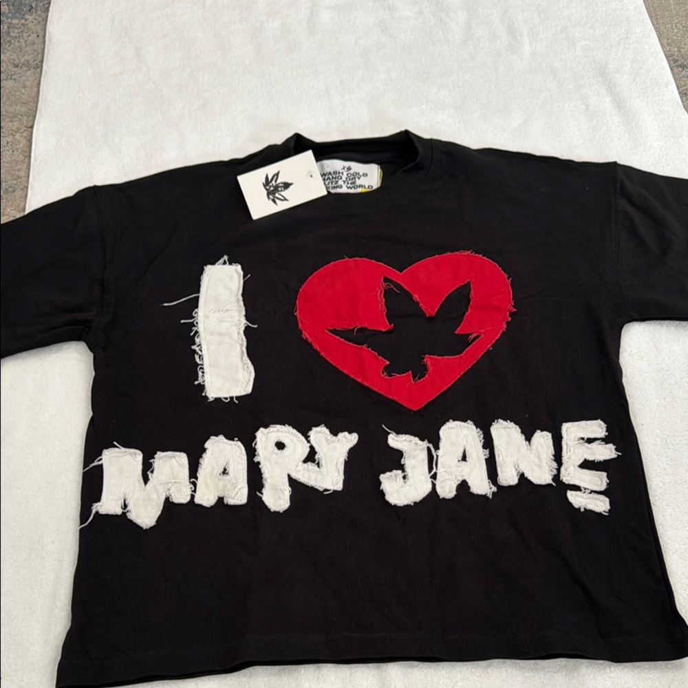 Mary Jane Black and Red Long Sleeve Tees with Graphic Designs